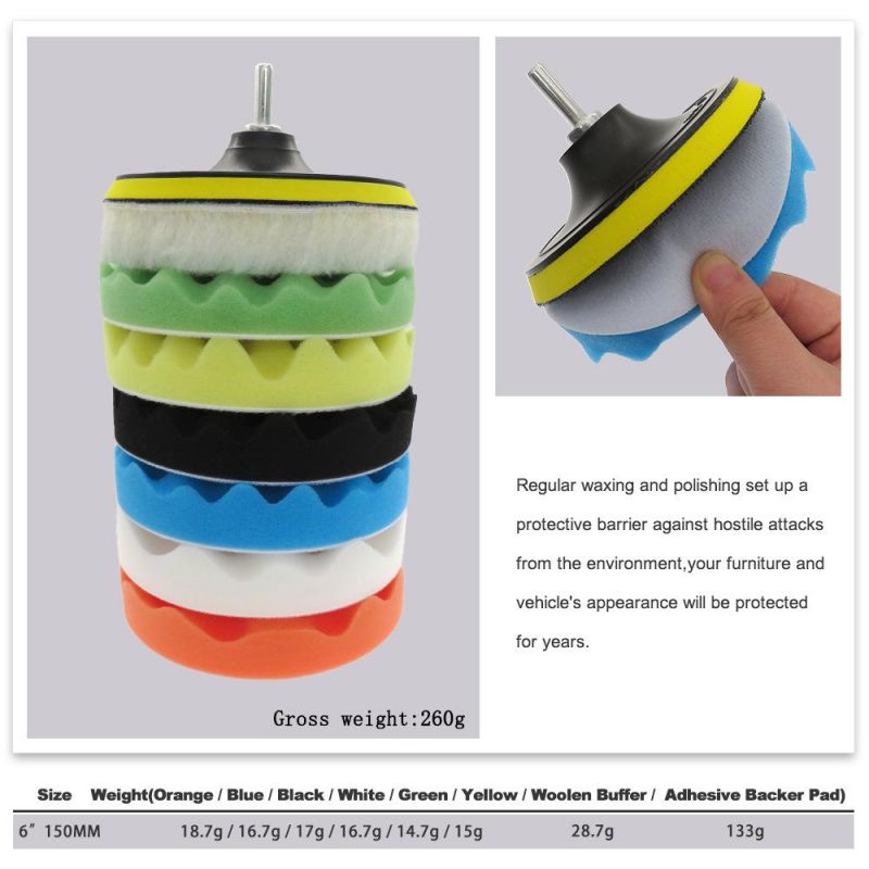Cross-Border Supply 6 Inch 8 Sets of Car Polished Sponge Car Beauty Cleaning Wax Polished Car Wash Sponge