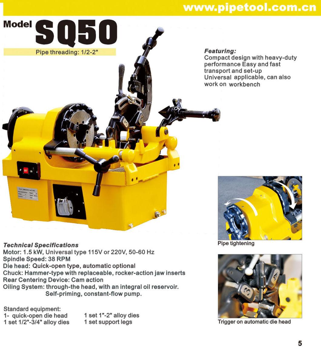 Easy Moved M14-M36 Metal Pipe Threading Machine Electric Threader 2" (SQ50)