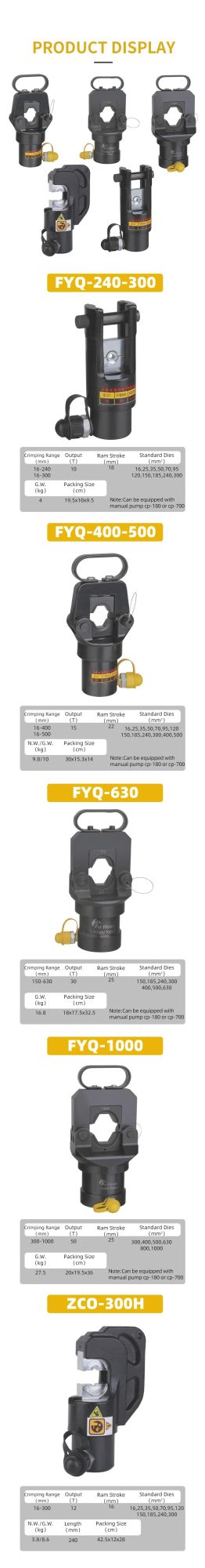 25-500mm Split Unit Hydraulic Cable Crimper (FYQ-500)