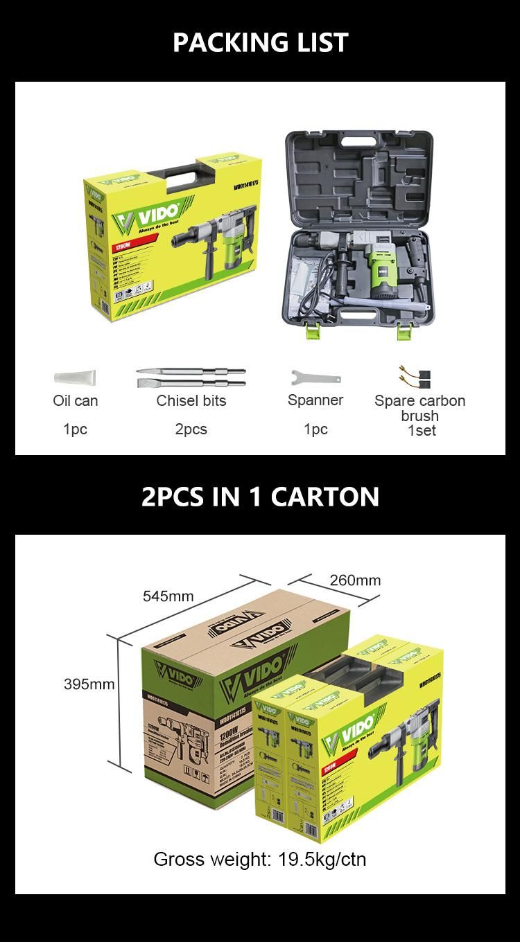 Vido 1200W 17.5j Demolition Impact Drill Breaker