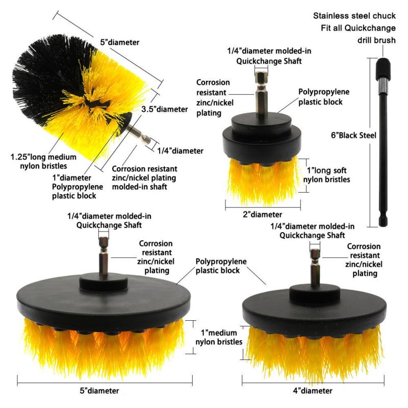 Electric Drill Brush Yellow 14-Piece Set Electric Cleaning Brush Head Car Beauty Home Cleaning