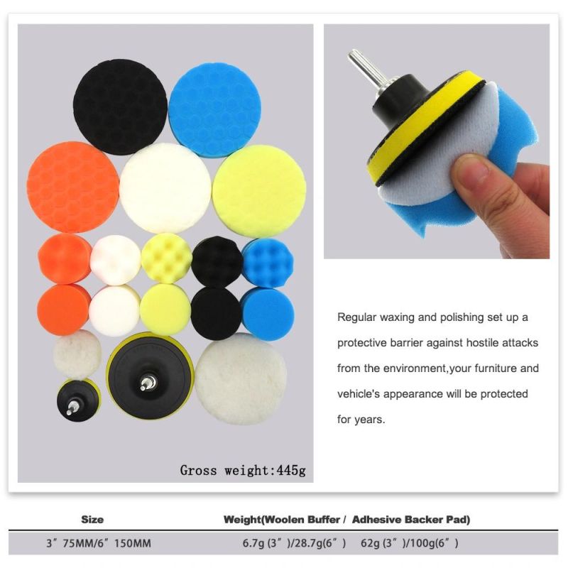 Cross-Border Supply 3 Inch 6 Inch 29 Sets of Car Polished Sponge Car Beauty Wax Polished Car Wash Sponge