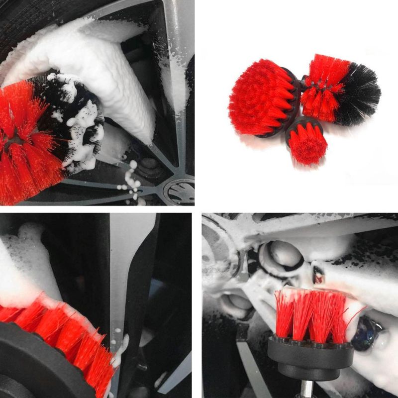 Cross-Border Supply Cleaning Brush Car Beauty Cleaning 26-Piece Detail Brush Red Kitchen Stain Removal Electric Drill Brush Head