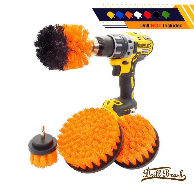 Electric Cleaning Brush 4-Piece Orange Kitchen Cleaning Brush Car Beauty 2/3.5/4/5 Inch