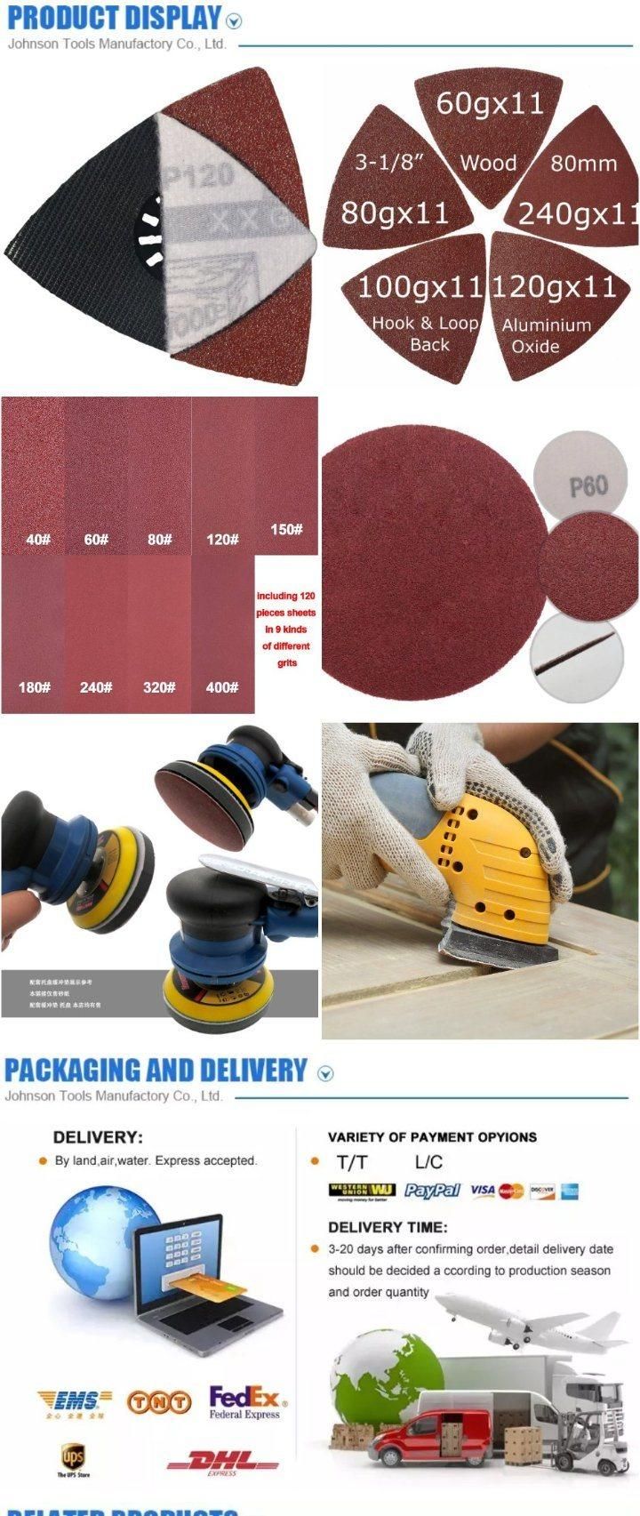 50PCS Triangle Sander Sandpaper Pad Oscillating Saw Sanding Sheet Kit Assorted 40 80 120 180 240 Grits