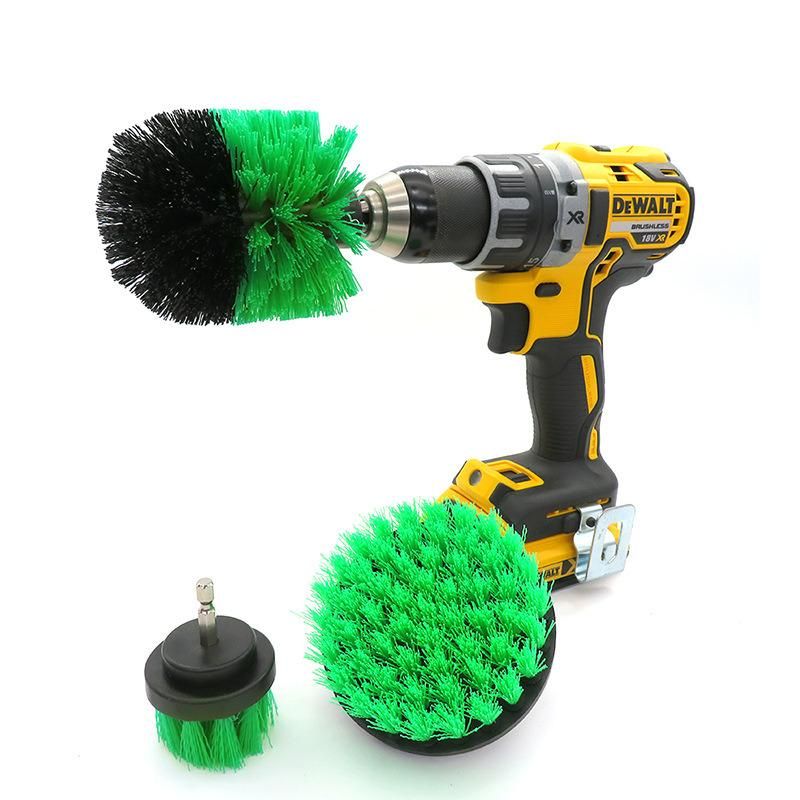 Electric Drill Brush 3-Piece Set 2 Inch 3.5 Inch 4 Inch Electric Green Cleaning Brush Head