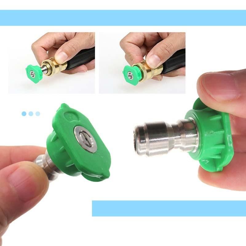 Cross-Border Supply Cleaning Machine Water Gun Nozzle 25° Fan-Shaped Stainless Steel Nozzle Green High-Pressure Nozzle Spot
