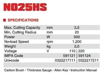 CE GS INDUSTRIAL SHEARSELECTRIC SHEARS IMPA CODE:591121 591124 N025HS