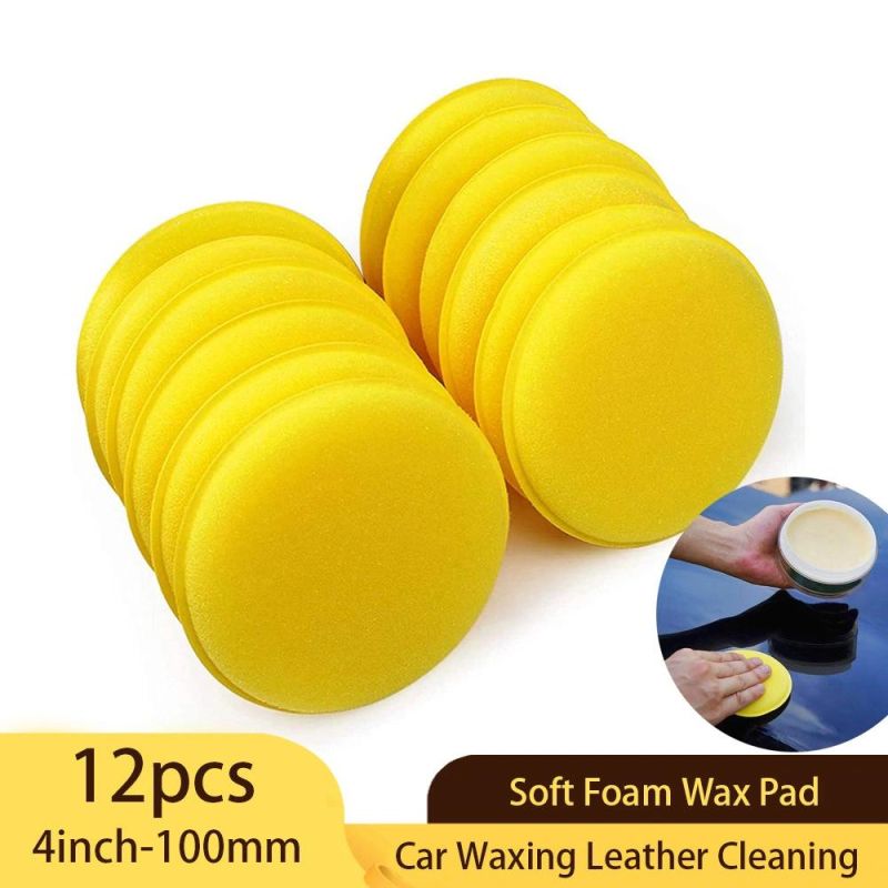 Cross-Border Car Waxing Sponge Round 4 Inch 100mm Cleaning Soft Foam Detail Sponge Tool