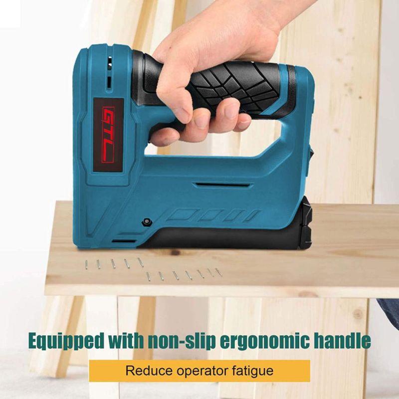 Cordless Staple Gun 3.6V Li-ion Battery Staple Gun for DIY Small Project of Upholstery Home Improvement and Woodworking, Including Nails and Staples (CDSG002-B)