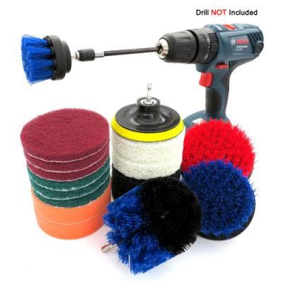 Electric Drill Brush 5 Inch Blue 18-Piece Set Car Beauty Home Gap Carpet Cleaning Electric Brush Head