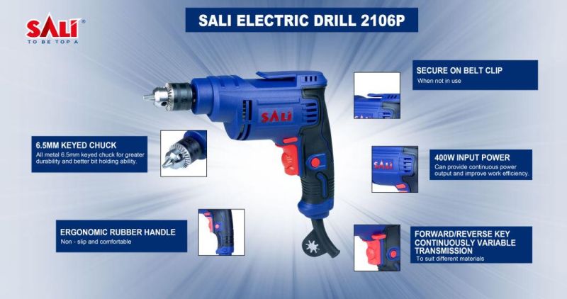 Sali 2106P 400W 6.5mm Professional Mini Electric Hand Drill