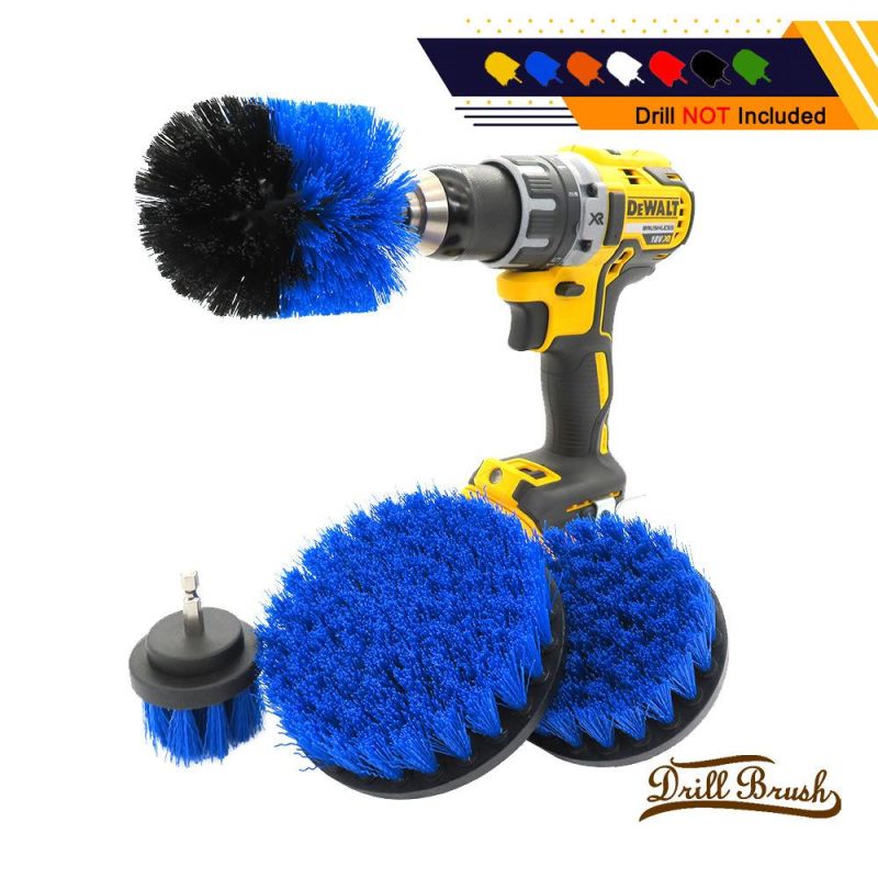 Electric Cleaning Brush 4-Piece Blue Kitchen Cleaning Brush Car Beauty 2/3.5/4/5 Inch
