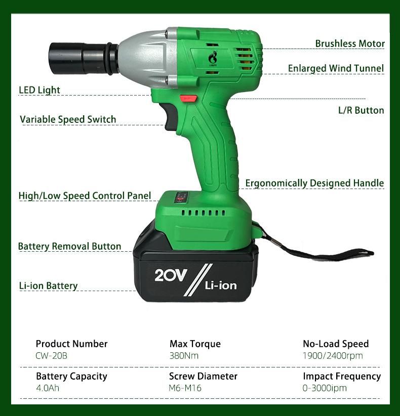 Libite 430nm High Torque Cordless Brushless Impact Wrench