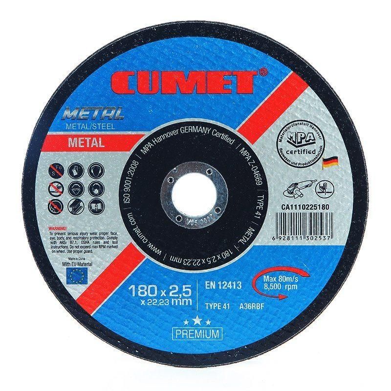 Cumet 7′ ′ Cutting Wheel for Metal Steel Inox (180X3.0X22.2) Abrasive with MPa Certificates