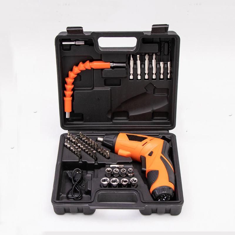 Rechargeable 4.8V Cordless Electric Screwdriver Set with Adjustable Handle and Front LED