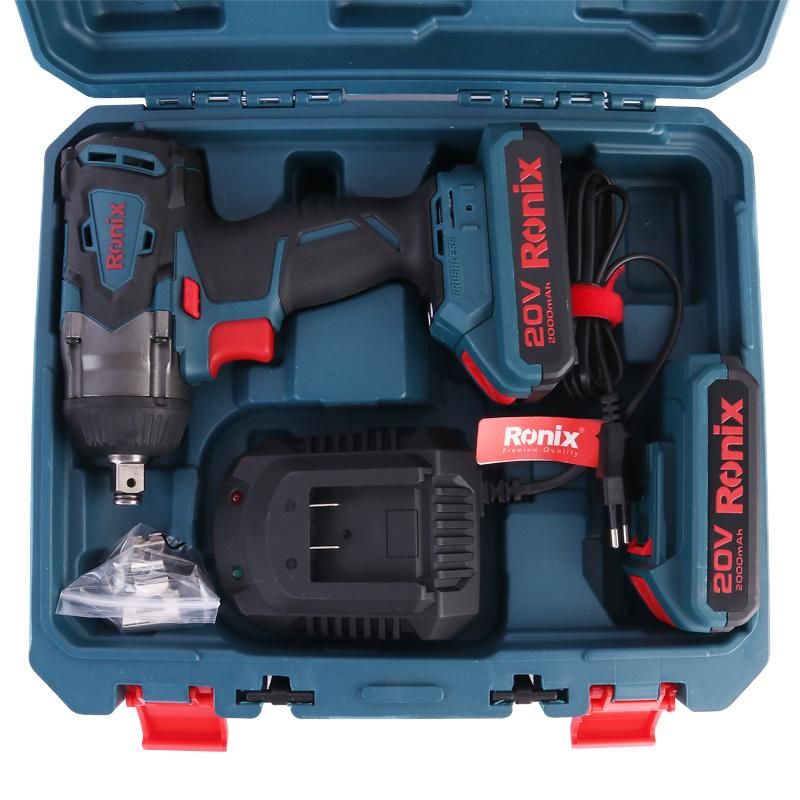 Ronix New Product Model 8907K 350n. M High Torque Brushless Motor 2ah/4ah Battery Cordless Impact Wrench Tool Kit