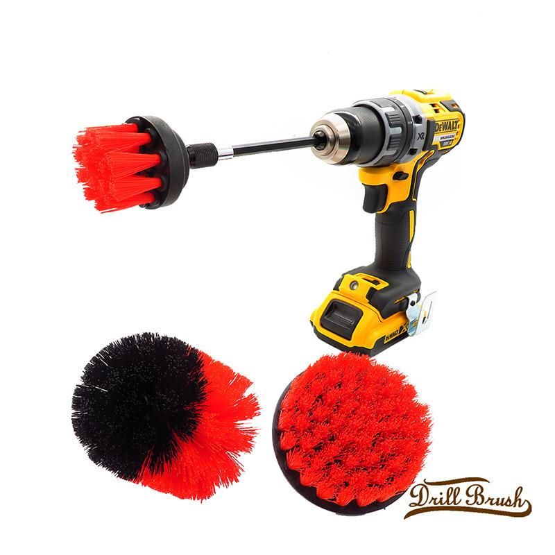 Electric Drill Brush Red 4-Piece Set 2 Inch 3.5 Inch 4 Inch Electric Cleaning Brush