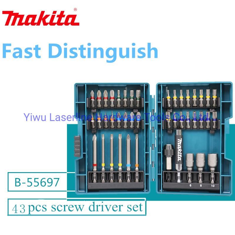 Original Makita Professional Tool Accessory B-55697, Makita 43PCS Screw Driver Bit Set, Screw Driver Bits& Magnetic Socket