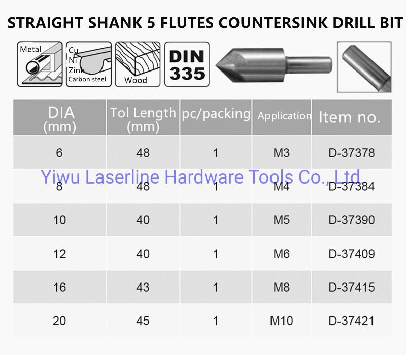 Original Makita HSS Round Shank 5 Flutes Countersink Drill Bit for Metal Cu Ni Zn Hole Chamfering