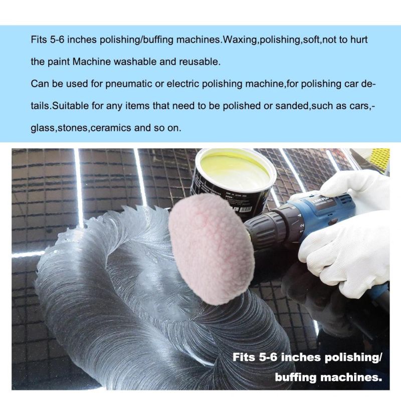 Cross-Border Supply 5-6 Inch White Car Waxing Cloth Microfiber Polishing Waxing Set Car Cleaning Beauty
