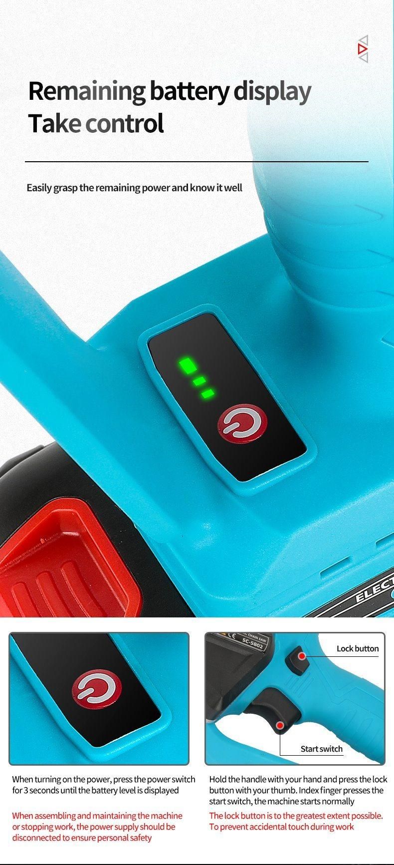 21V Mini Electric Chainsaw Rechargeable 8-Inch Lithium Battery Portable Electric Saw Household One-Handed Christmas Tree