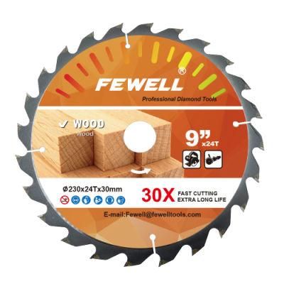 High Quality 230*2.6/1.8*24t*30mm Exporting Tct Saw Blade for Wood Cutting