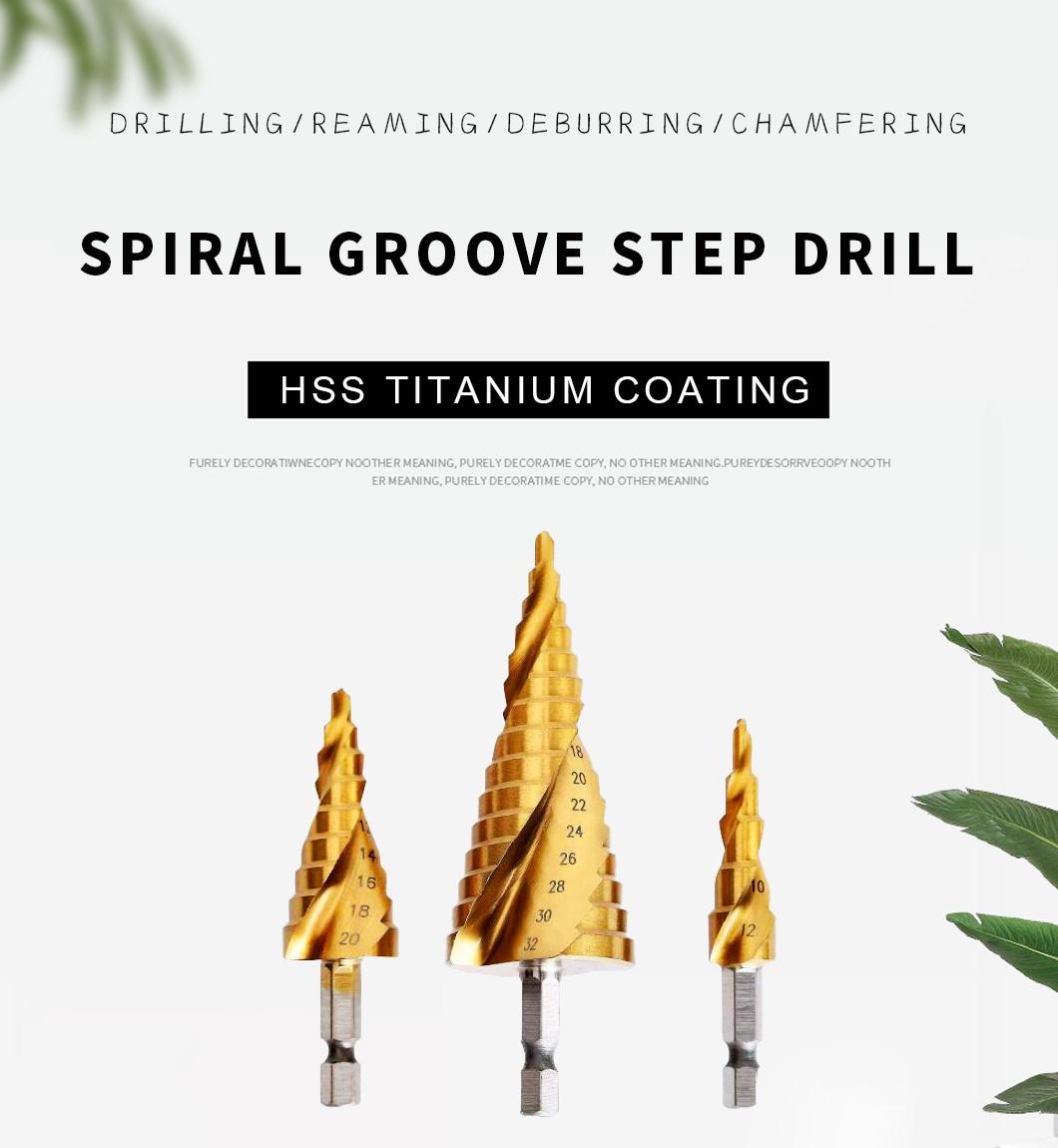 HSS Titanium Coated Spiral Grooved Step Drill 3-Piece Set