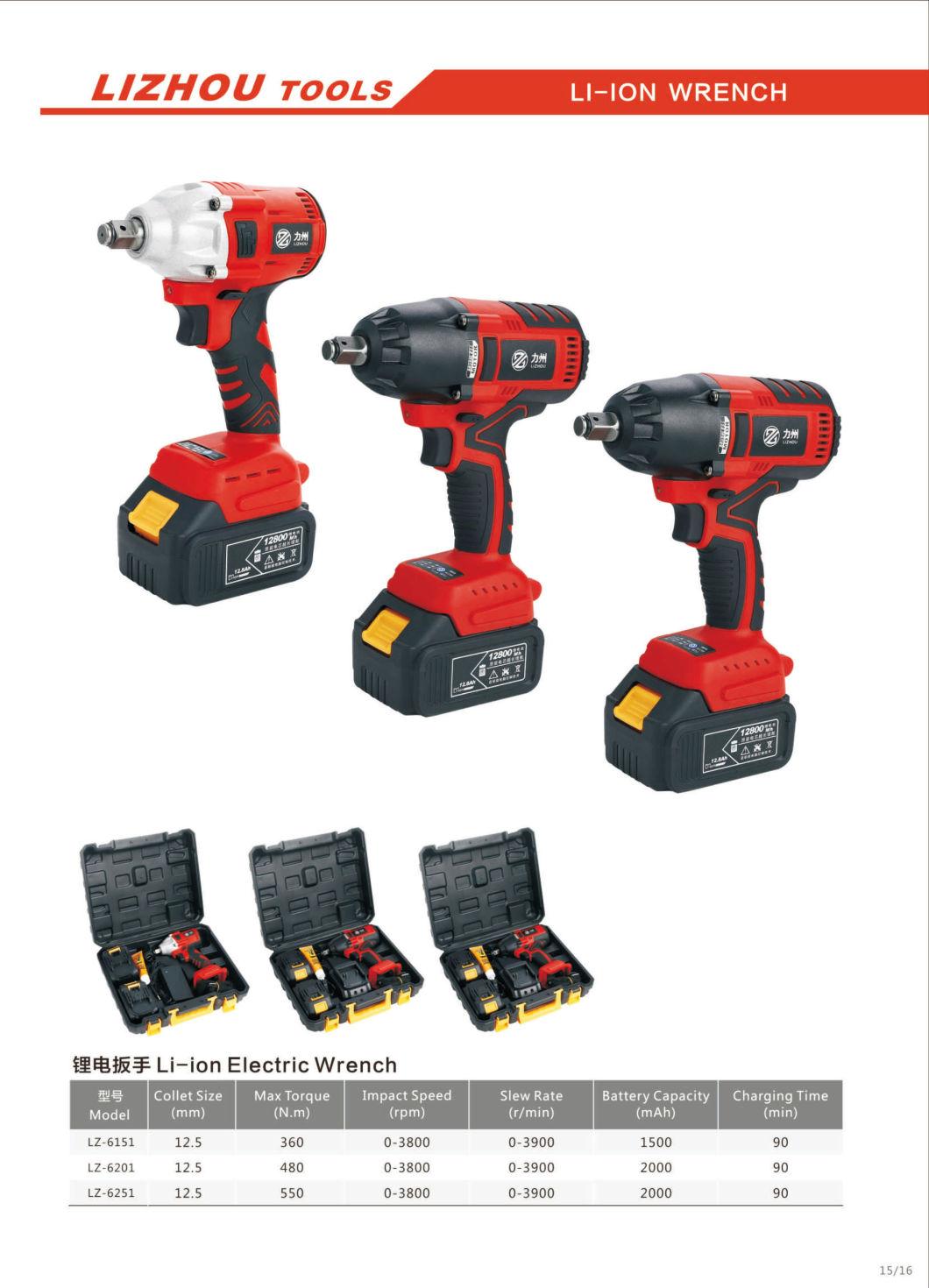 LIZHOU Li-ion Electric Wrench Hand Tools Hardware Tool LZ-6201 KITS
