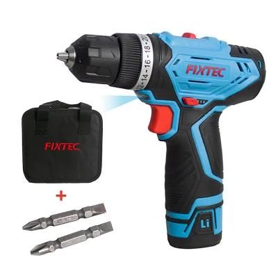 Fixtec Hot Sell Home Cordless Drill 12V 20n. M DIY Woodworking Tools