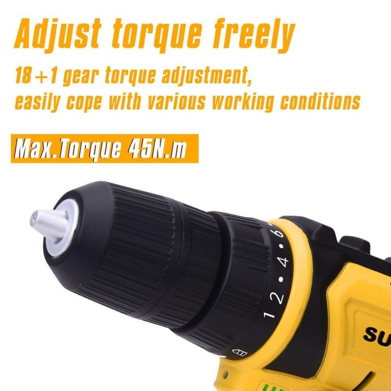 Suntec Professional 20V Cordless Drill 45n. M Torque Drilling Tools with Variable Speed Trigger