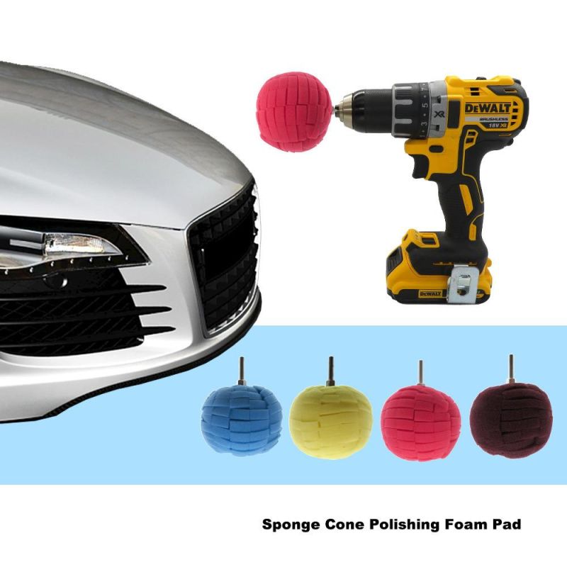 Cross-Border Supply 80mm Red Car Wheel Brush Sponge Ball Car Waxing Sponge Wheel Steel Ring Car Wash Sponge