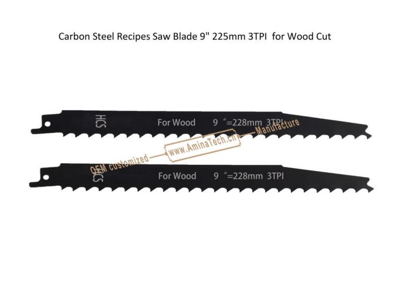 Carbon Steel Recipes Saw Blade 9" 225mm 3TPI for Wood Cut,Reciprocating,Sabre Saw ,Power Tools