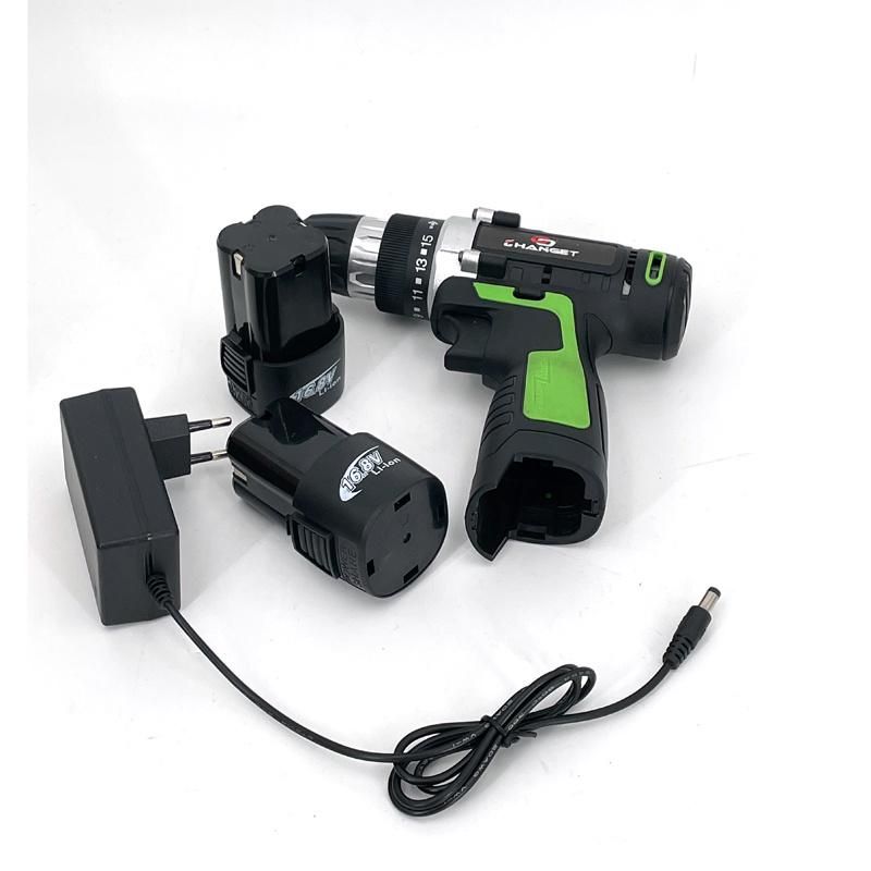 Cg-2004green Impact Double Speed 12V 16.8V 21V Li-on Lithium Battery Professional Manufacturer Hand Rechargeable Forward and Reverse Impact Cordless Drill