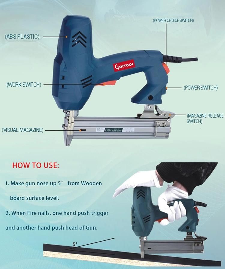 1800W Electric Concrete T Nailer, Ga. 14 Finish Nailer St18, Not Block Magazine Electric Nail Gun Gdy-St18c