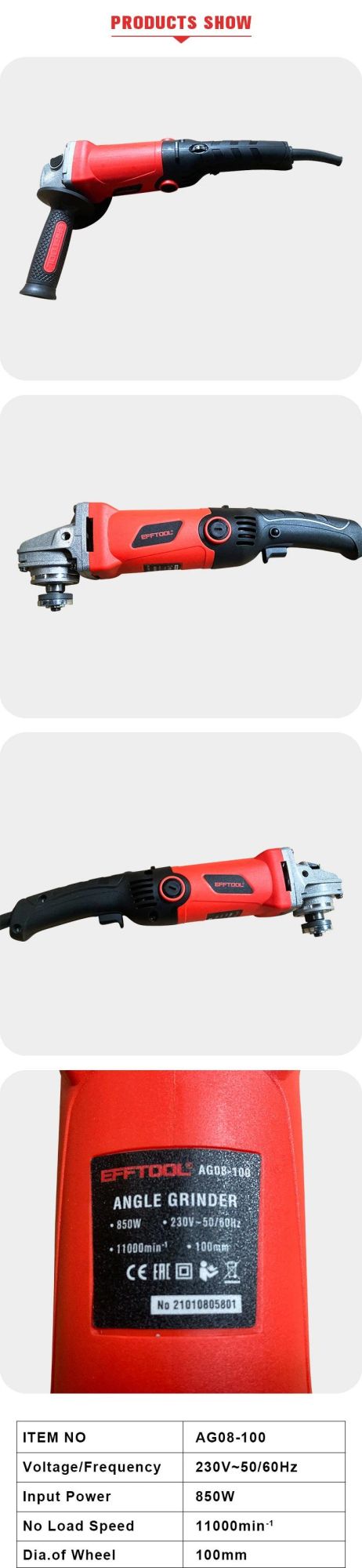 Hot Sale Efftool Angle Grinder AG08-100