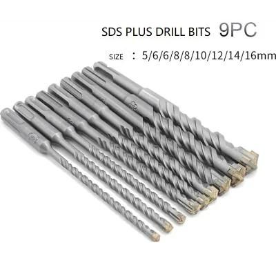9PCS Cross Tips SDS Drills Set SDS Plus Shank Drill Bits with Double Flutes (SED-SPC9)