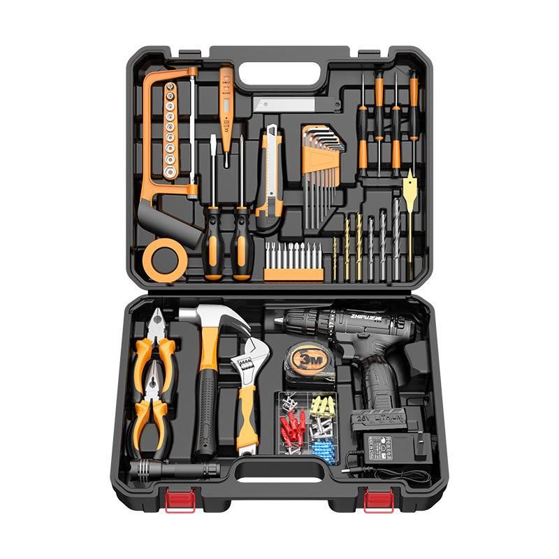 Auto Car Repair Power Hardware Tool Kit Household 12V Lithium Complete Electric Impact Drill Set for Home