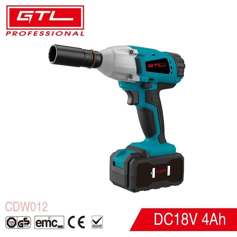 18V 4ah 400n. M Power Tools Blue Easy Carry Lithium Cordless Electric Impact Wrench with LED Work Light and 1PC 22mm Socket (CDW012)