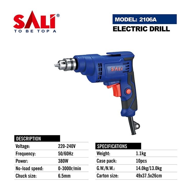 Sali Brand 2106b Power Tools 6.5mm 380W Electric Hand Impact Drill