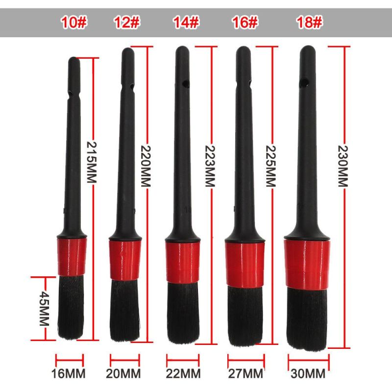 Cross-Border Supply Black Cleaning Brush 5-Piece Set Detail Brush Full Brush Car Interior Gap Beauty Wheel Brush