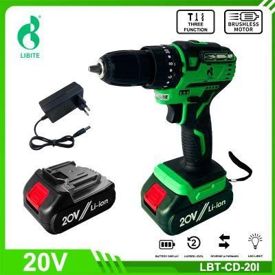 20V Lithium Heavy Duty 45nm Professional Cordless Impact Brushless Drill