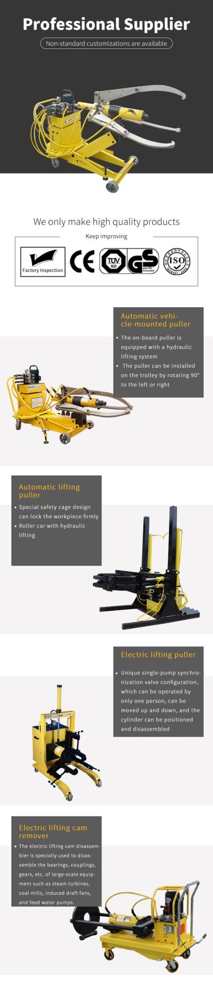 150t Capacity Hydraulic Puller for Coal Mill and Steam Turbine