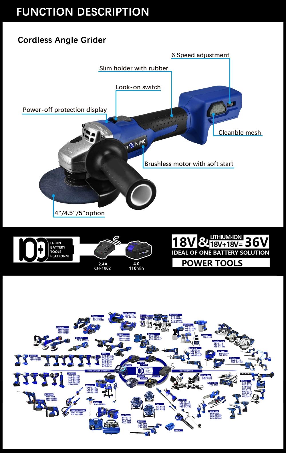 Cordless Angle Grinder Battery Brushless Motor