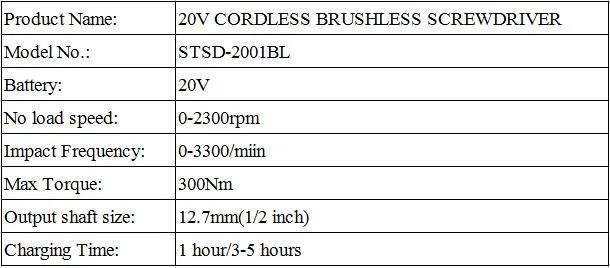 20V Battery Platform Cordless Brushless Screwdriver