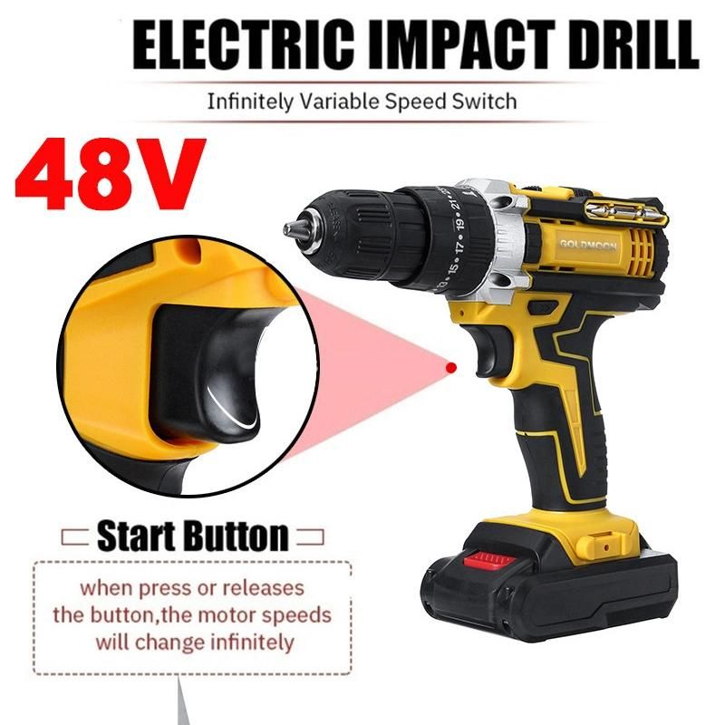 Goldmoon 18V Cordless Drill Electric Screwdriver Power Driver with 2-Speed Power Tools for DC Lithium-Ion Battery