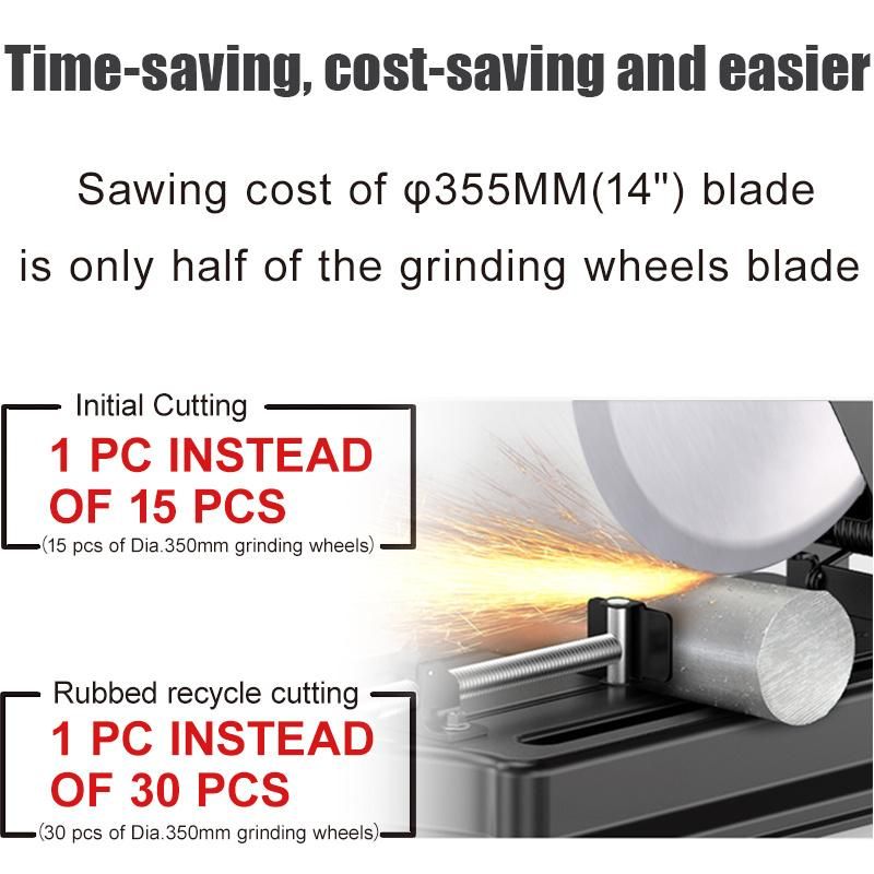 Tcbl High Precision 14 Inch (355mm) Permanent Magnet Brushless Motor Digital Adjustable Rpm Dry Cut Metal Cutting Machine Steel Metal Cutting Chop Saw