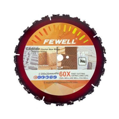 14inch Multifunction 350X20mm+Pin Hole Carbide Cluster Rescue Saw Blade with Silent Line for Cutting Concrete Wood Brick