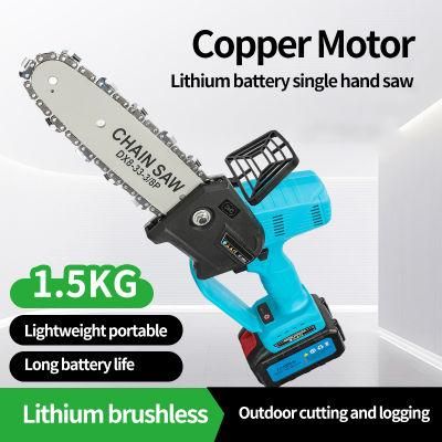 21V Mini Electric Chainsaw Rechargeable 8-Inch Lithium Battery Portable Electric Saw Household One-Handed Christmas Tree