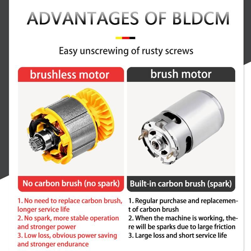 Brushless Impact Wrench 1/2 Inch Power Tools 18V Battery